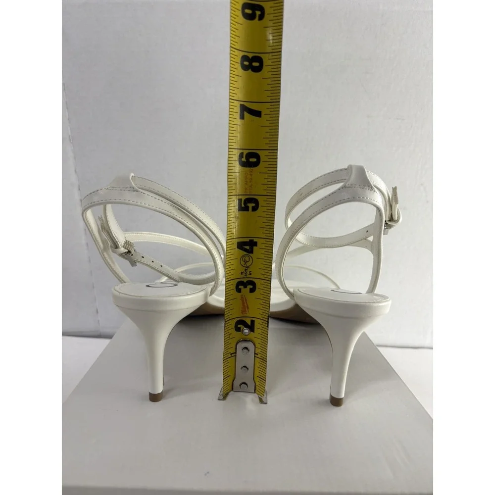 Calvin Klein Women's Iryna White Ankle Strappy White Faux Leather Heels Size 10M - Picture 3 of 9